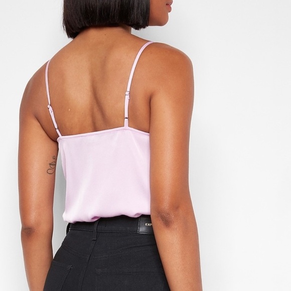 NWOT Express Satin Faux Wrap Cami Thong Bodysuit - Picture 3 of 3